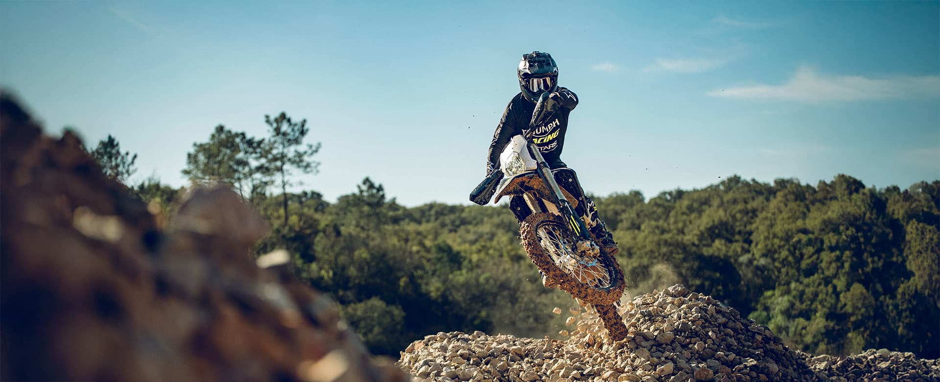 Triumph TF 450-E riding shot front on