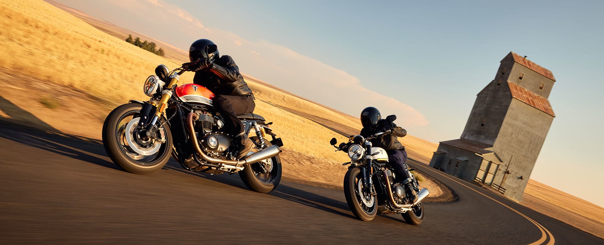 Triumph Speed Twin 1200 and RS riding shot