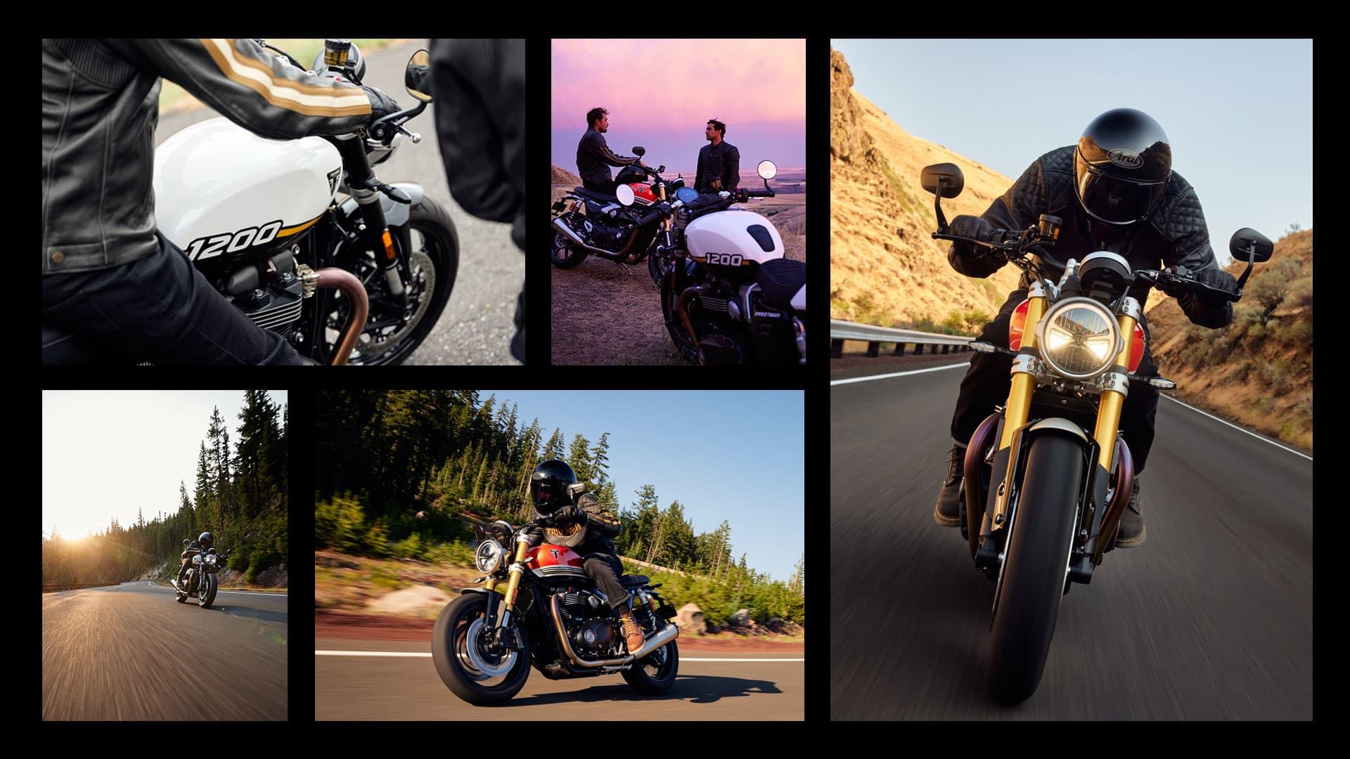 Image montage of the Triumph Speed Twin 1200 and Speed Twin 1200 RS)