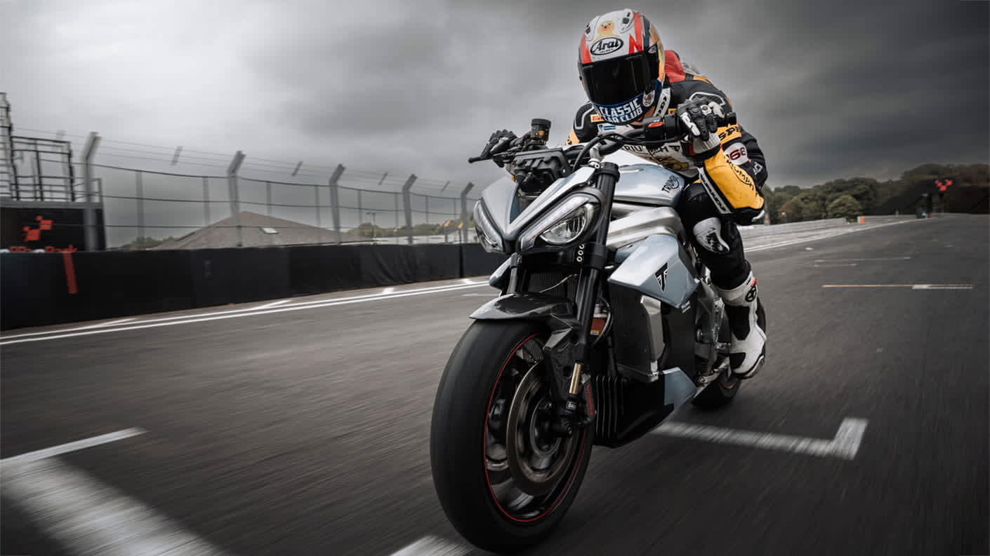 Brandon Paasch riding Triumph TE-1 Project final prototype