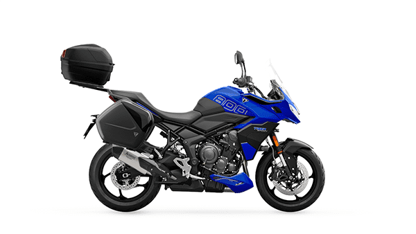 Triumph Tiger Sport 800 in Caspian Blue with accessories