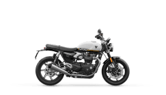 Triumph Speed Twin 1200 in Crystal White right hand side